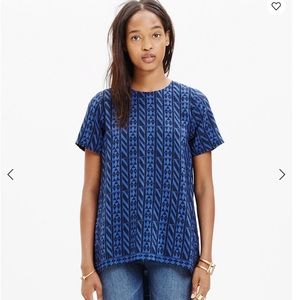 Madewell Silk Tailored Tee - Geometric Stripe - XL